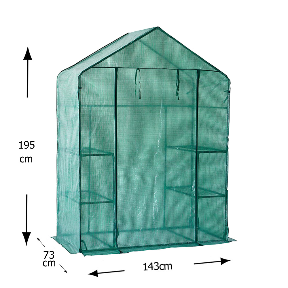 חממה ביתית 143×73 עם מדפים וכיסוי ירוק דגם 1608 מבית טיפות טבע