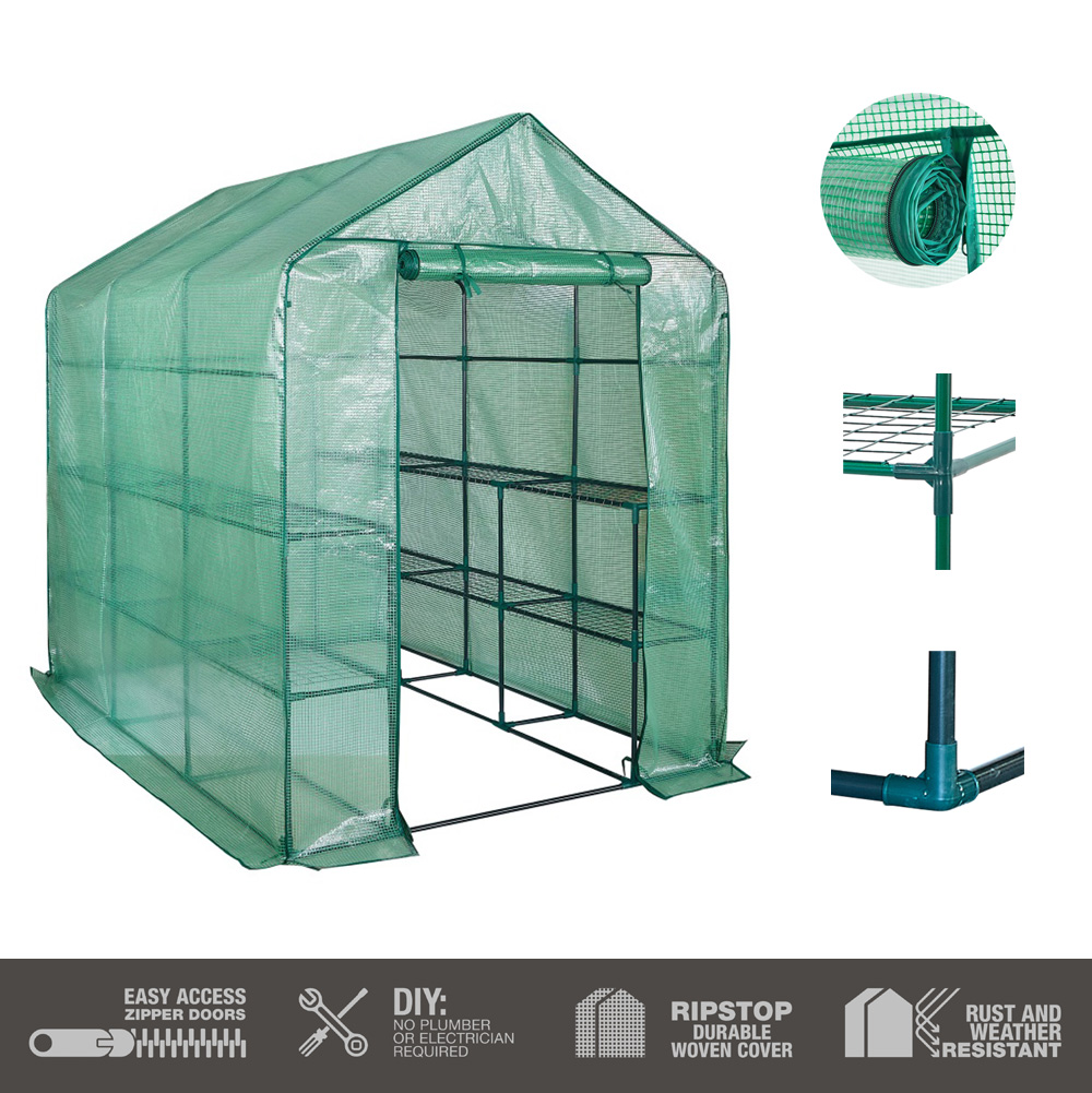 חממה ביתית 143×213 עם מדפים וכיסוי דגם 1610 מבית טיפות טבע