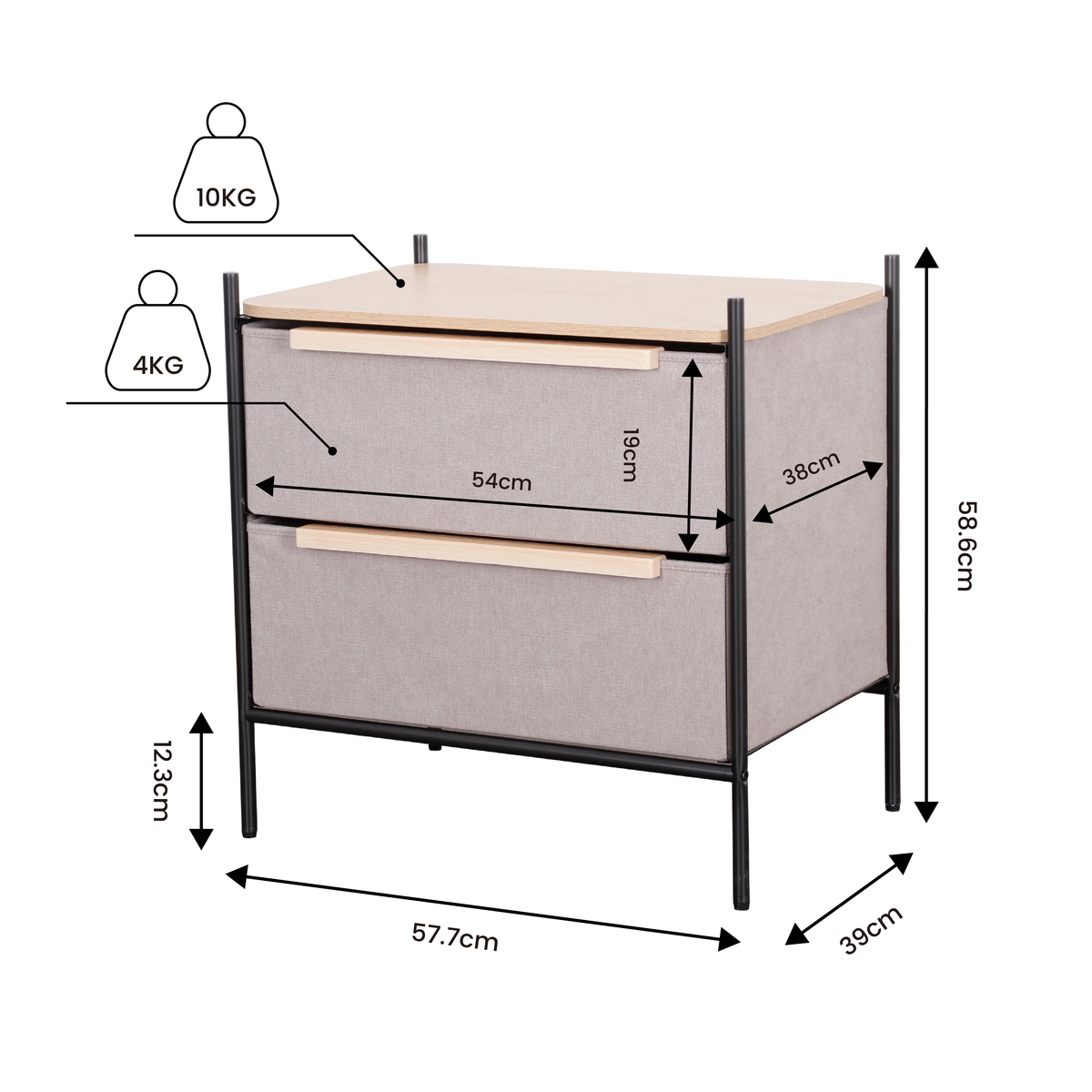 שידת 2 מגירות דגם נמרוד מבית RAMOS
