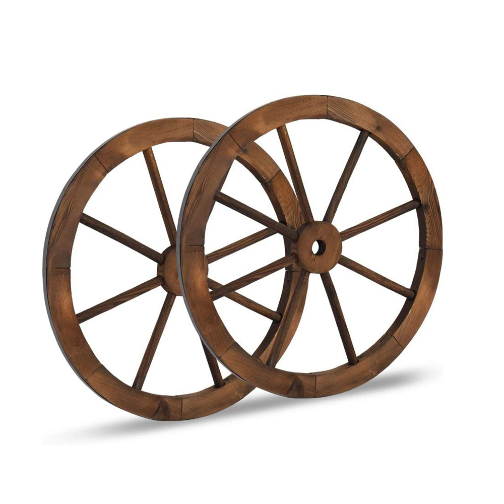 זוג גלגלי נוי מעץ בקוטר 60 ס"מ לעיצוב הגינה דגם C-WHITE-1001 מבית טיפות טבע