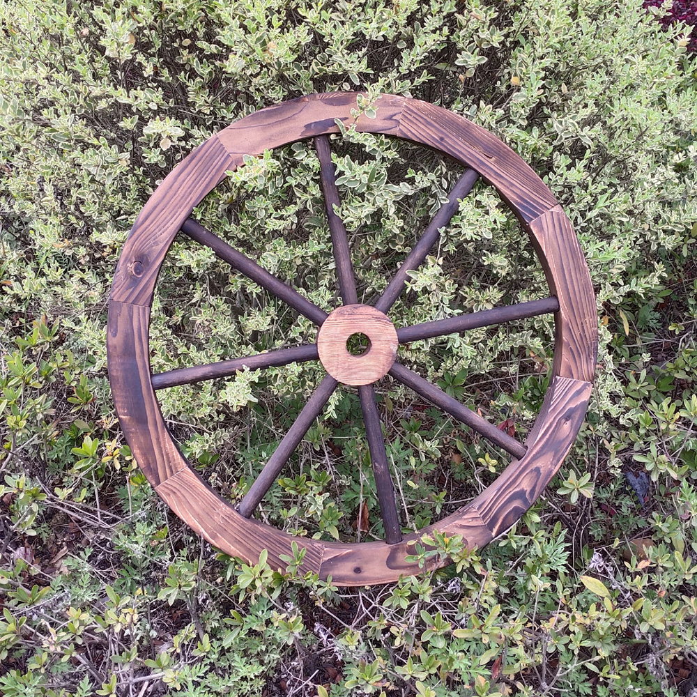 זוג גלגלי נוי מעץ בקוטר 60 ס"מ לעיצוב הגינה דגם C-WHITE-1001 מבית טיפות טבע