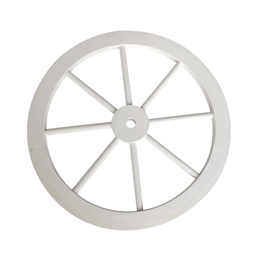 זוג גלגלי נוי מעץ בקוטר 60 ס"מ לעיצוב הגינה דגם C-WHITE-1001 מבית טיפות טבע