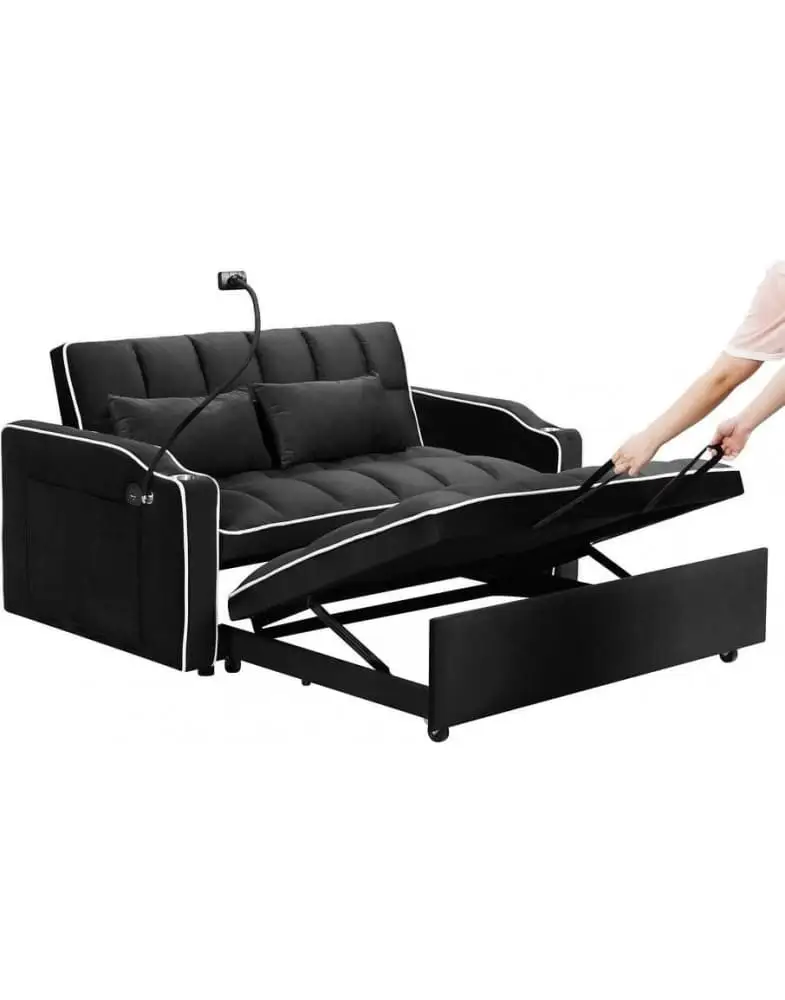 ספה נפתחת למיטה זוגית דגם 2-Lazio עם USB ותאורה מבית Shuk Rehut