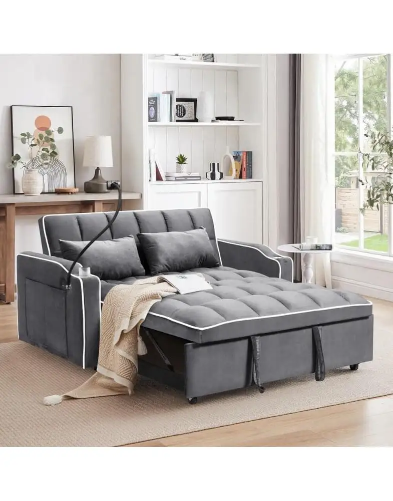 ספה נפתחת למיטה זוגית דגם 2-Lazio עם USB ותאורה מבית Shuk Rehut