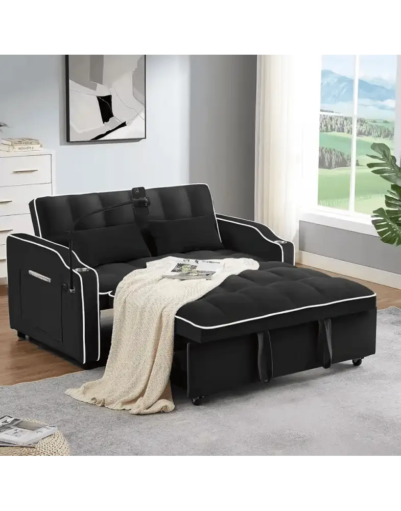 ספה נפתחת למיטה זוגית דגם 2-Lazio עם USB ותאורה מבית Shuk Rehut