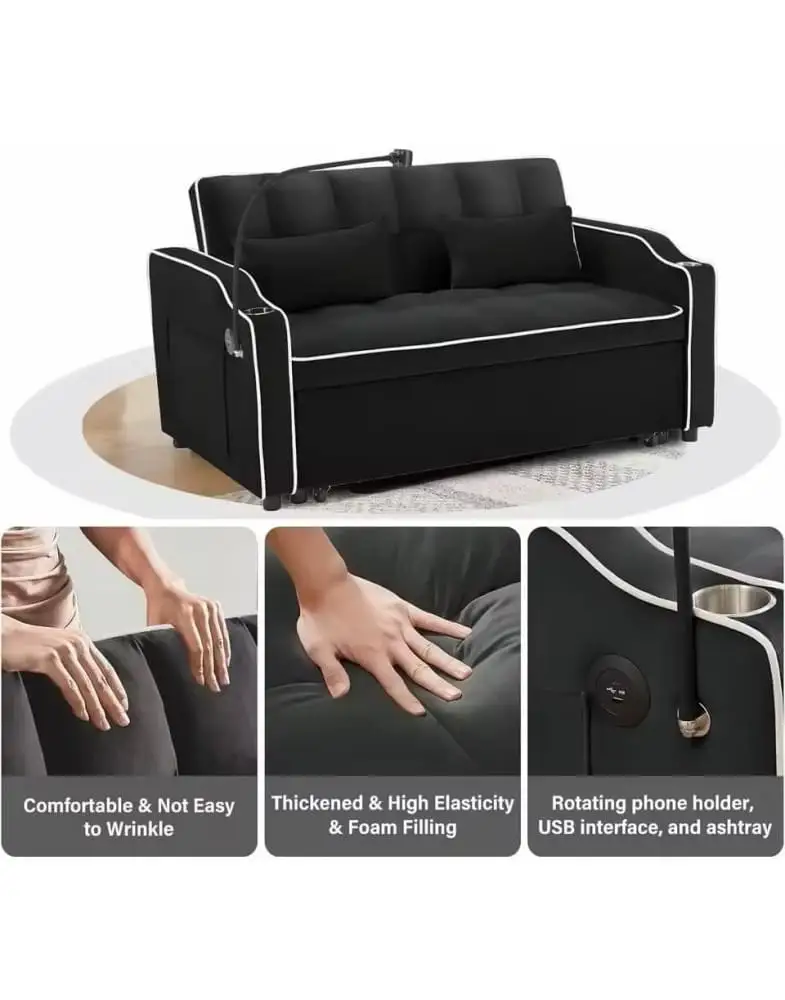 ספה נפתחת למיטה זוגית דגם 2-Lazio עם USB ותאורה מבית Shuk Rehut