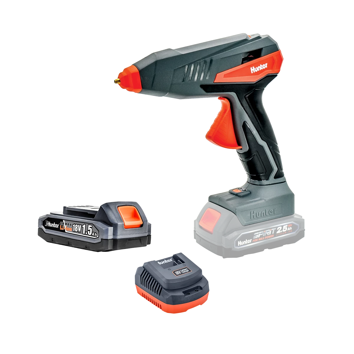 אקדח דבק חם נטען 18V 100W מבית HUNTER