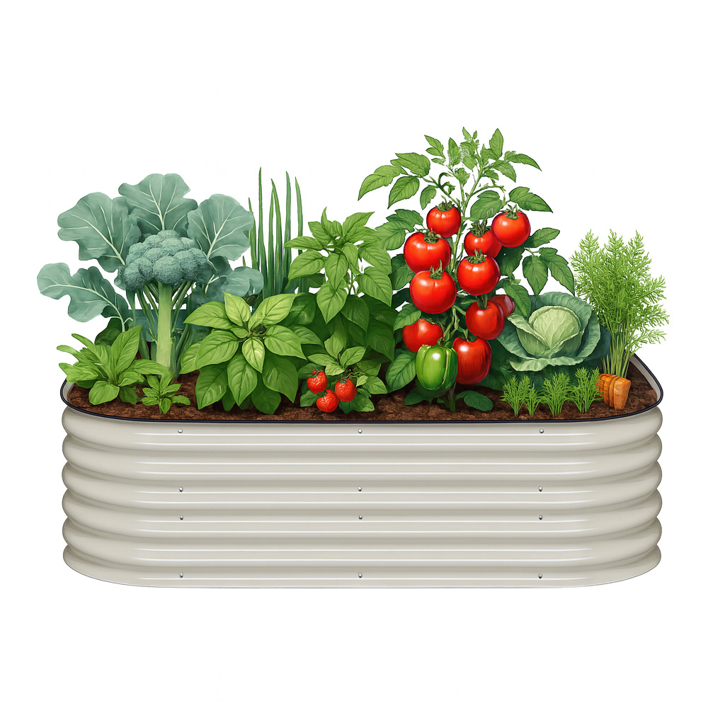 אדנית-ערוגת מתכת מודולרית גובה 43 ס"מ לגידול ירקות או צמחים דגם 4N1-17 מבית טיפות טבע