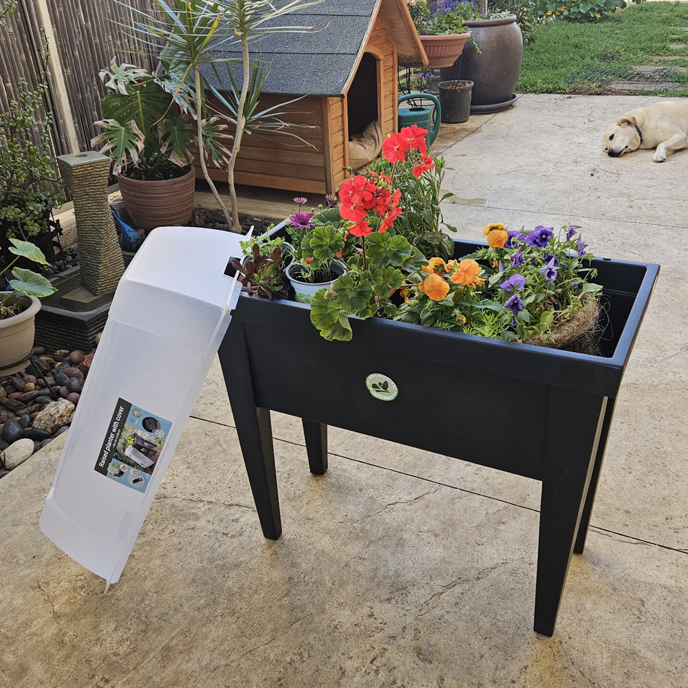 חממה-אדנית עם רגליים וכיסוי לגידול ירקות או צמחים דגם 54197500 מבית טיפות טבע