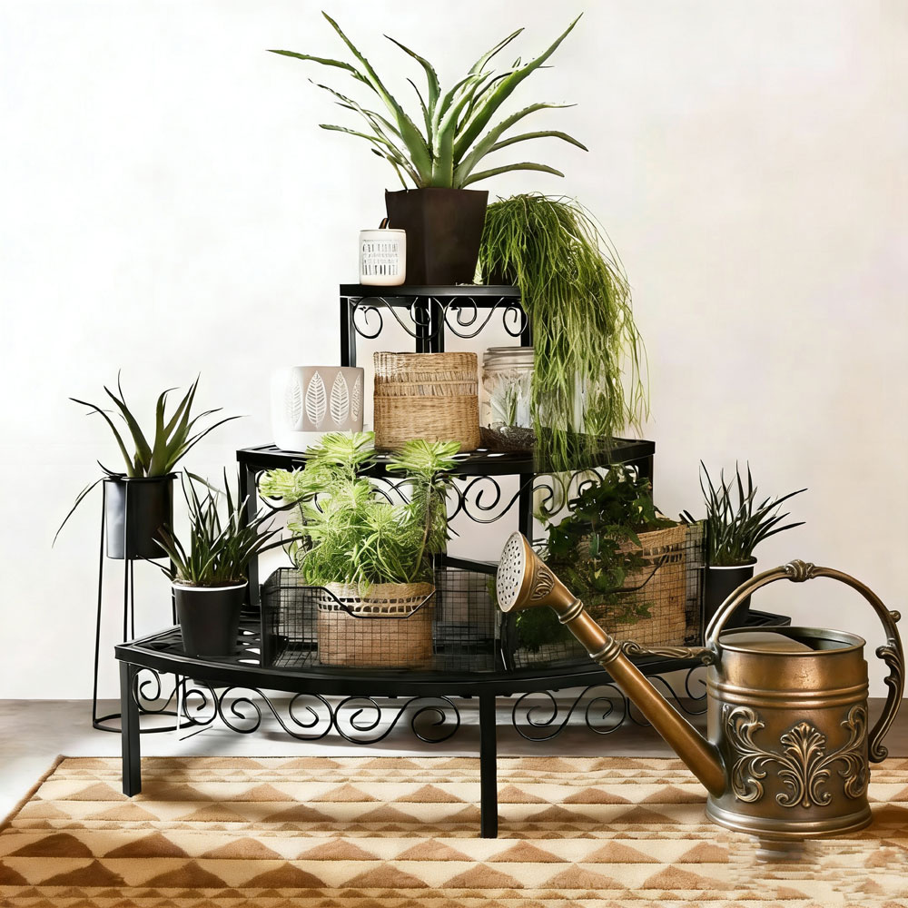 מעמד פינתי דקורטיבי לעציצים 3 קומות מברזל דגם 83029 מבית טיפות טבע