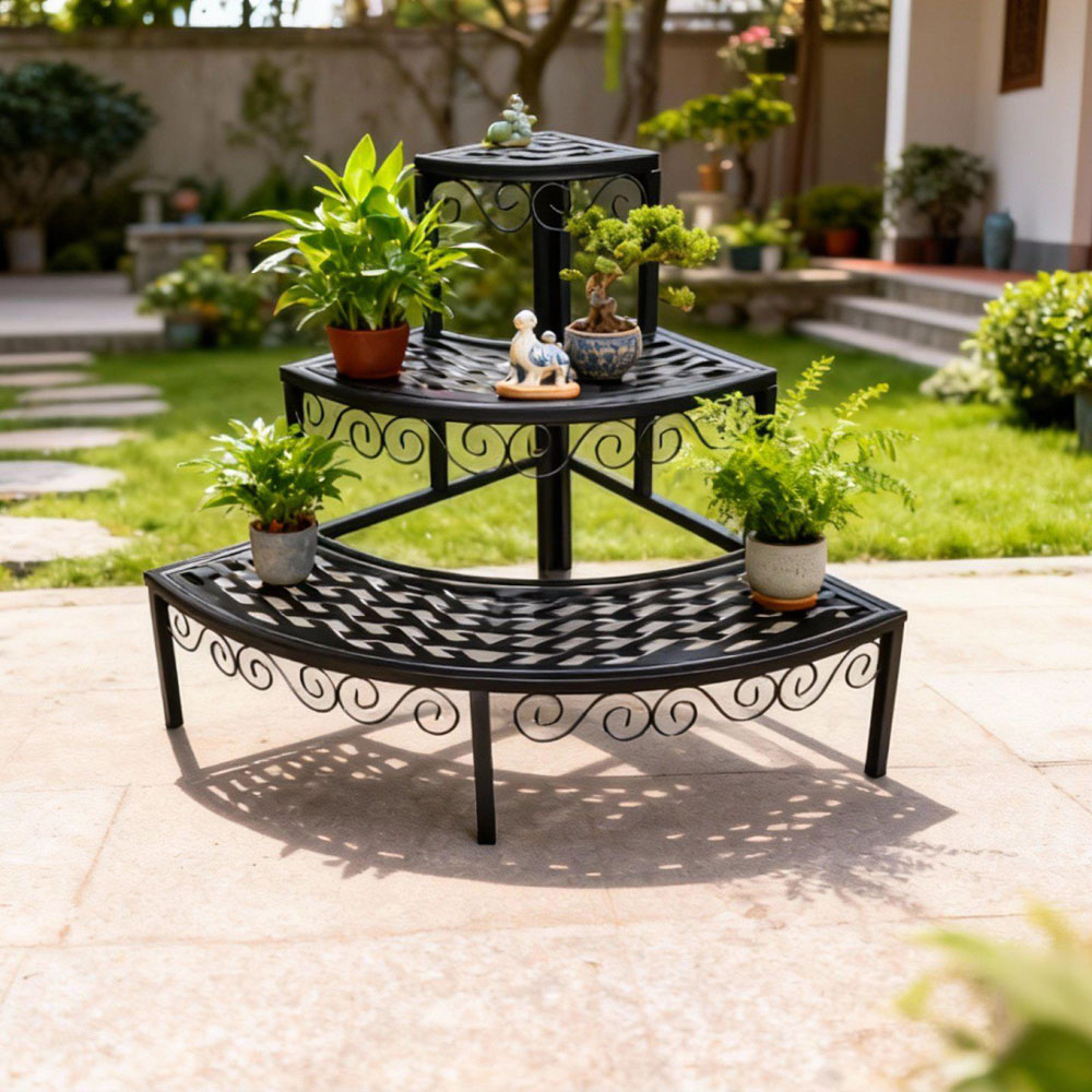 מעמד פינתי דקורטיבי לעציצים 3 קומות מברזל דגם 83029 מבית טיפות טבע