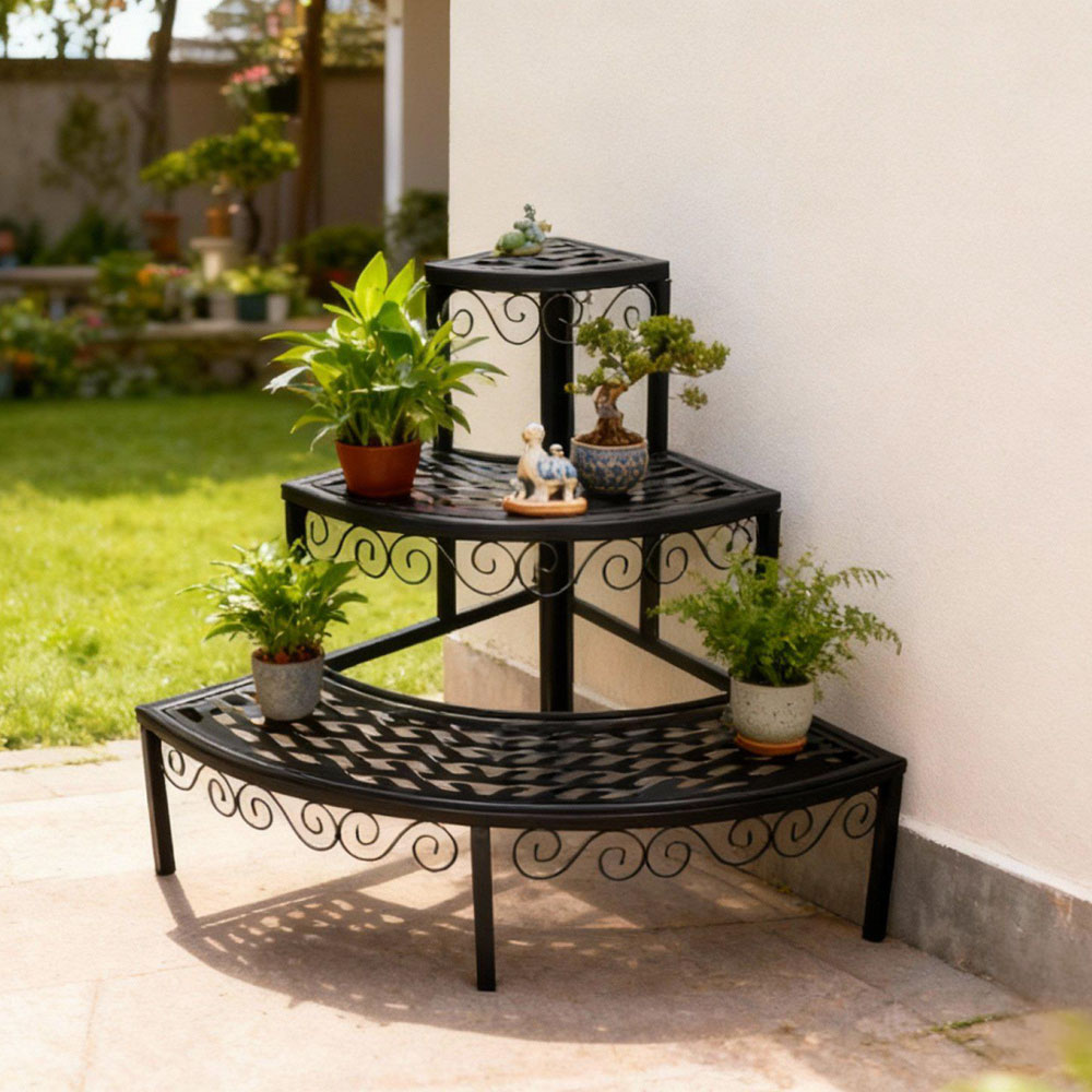 מעמד פינתי דקורטיבי לעציצים 3 קומות מברזל דגם 83029 מבית טיפות טבע