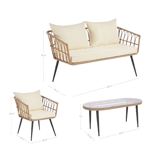 מערכת ישיבה מעוצבת מאלומיניום וקש דגם מורנו מבית PLAYA