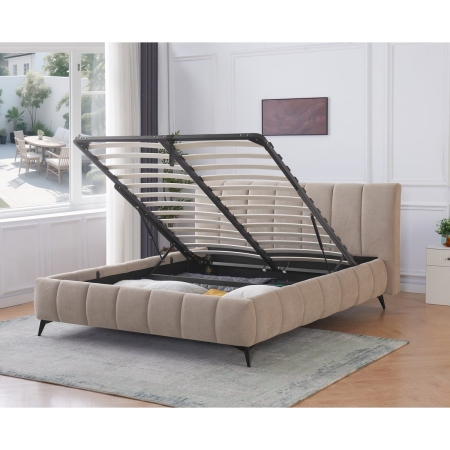 מיטה זוגית מרופדת עם ארגז מצעים דגם PASSION מבית BRADEX