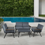 גוף שחור- כריות אפור כהה