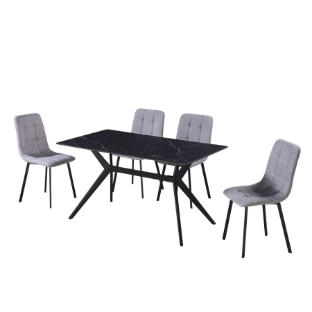 פינת אוכל CANTONA שולחן קרמיקה 140 ס"מ ו־4 כיסאות מבית BRADEX
