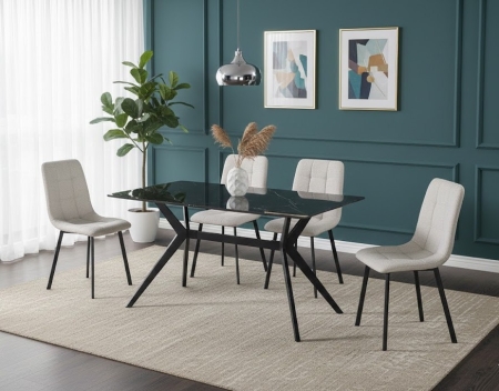 פינת אוכל CANTONA שולחן קרמיקה 140 ס"מ ו־4 כיסאות מבית BRADEX