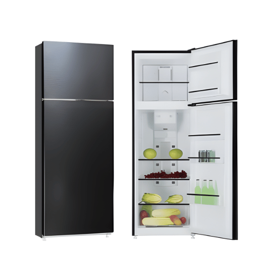 מקרר מקפיא עליון זכוכית שחורה 350 ליטר דגם ND-3803BG מבית Normande