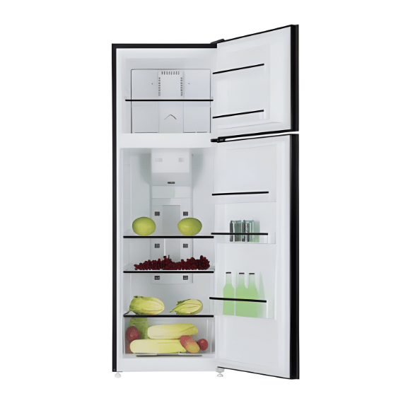 מקרר מקפיא עליון זכוכית שחורה 350 ליטר דגם ND-3803BG מבית Normande