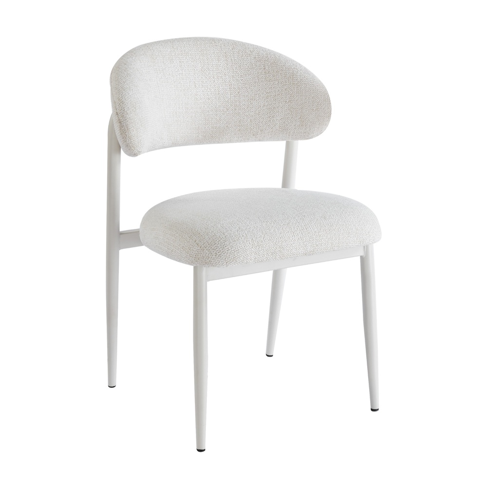 זוג כיסאות מרופדים לפינת אוכל עם רגלי ברזל לבנות דגם פורת מבית HOME DECOR