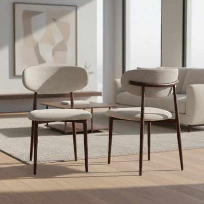 זוג כסאות לפינת אוכל מרופדים בד רחיץ דגם סמבה מבית HOME DECOR