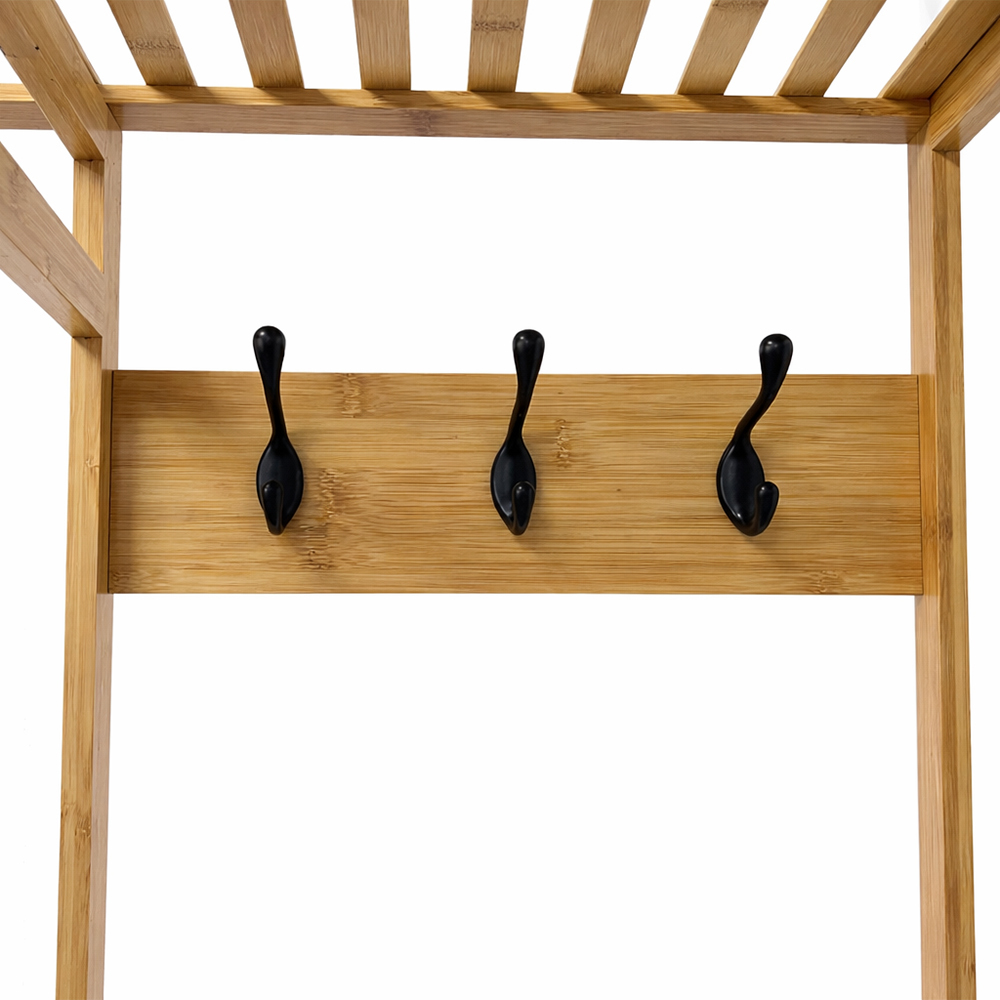 מתלה בגדים מבמבוק עם מדפים וארונית דגם אגוסטין מבית RAMOS