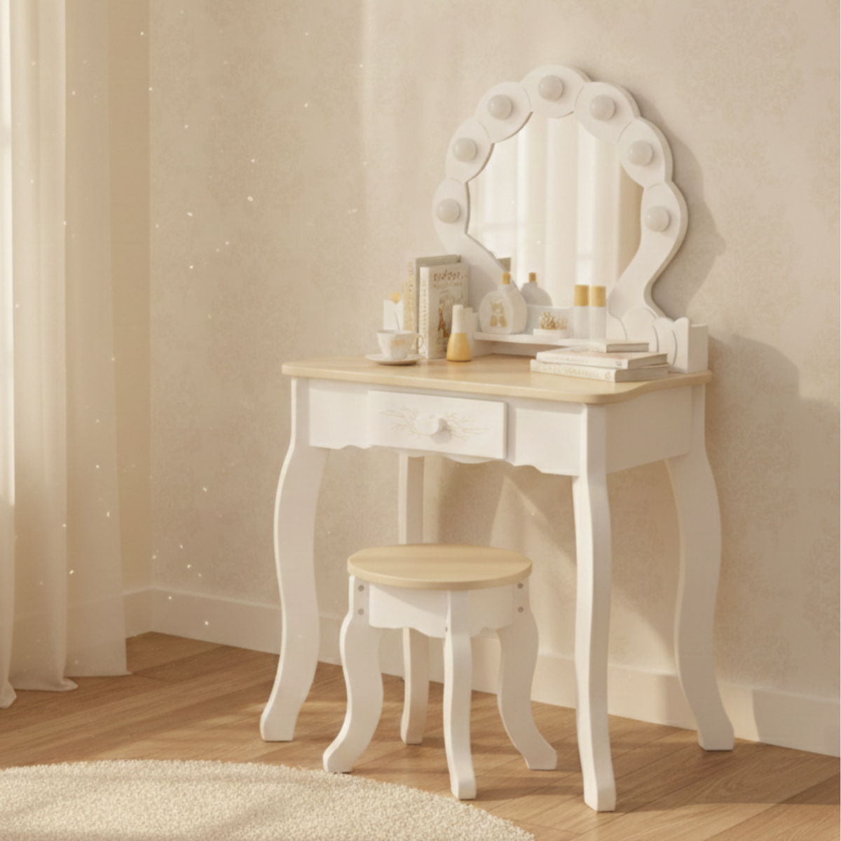 שידת איפור לילדים עם תאורה דגם W08H222 מבית BUBU