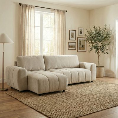 מערכת ישיבה פינתית נפתחת למיטה עם ארגז מצעים דגם טופז מבית HOME DECOR