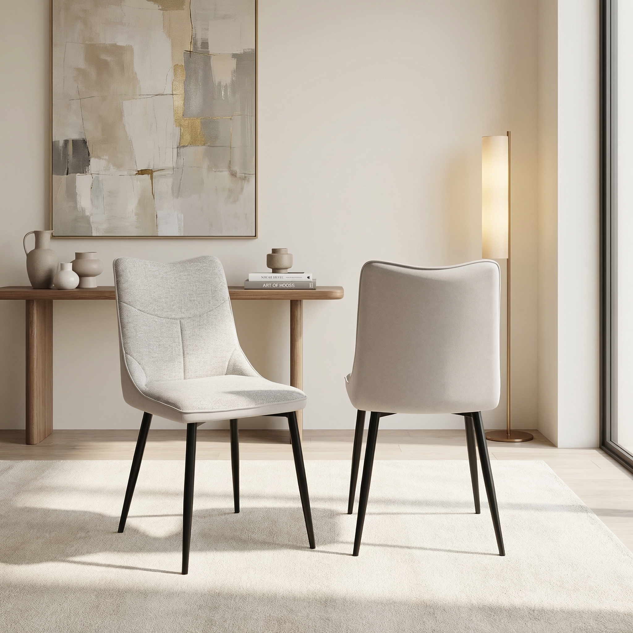 זוג כסאות לפינת אוכל מרופדים בד משולב דגם דקל מבית HOME DECOR