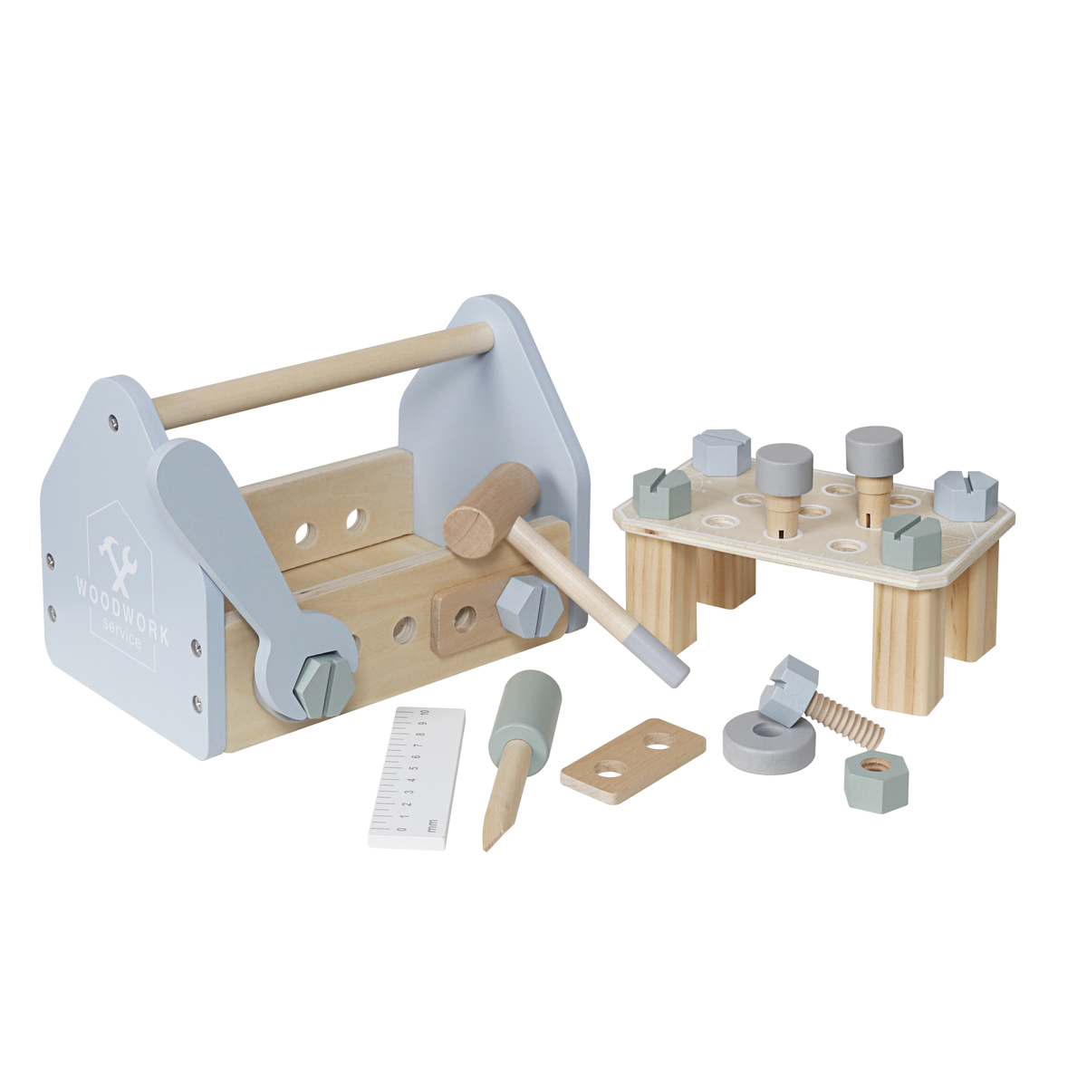 ארגז כלי עבודה מעץ לילדים דגם פלוטו W03D286 מבית BUBU