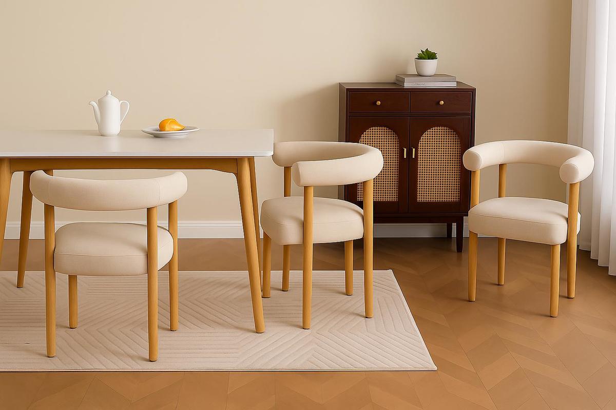 זוג כיסאות לפינת אוכל מעץ מלא מרופדים דגם מישיגן מבית RAMOS