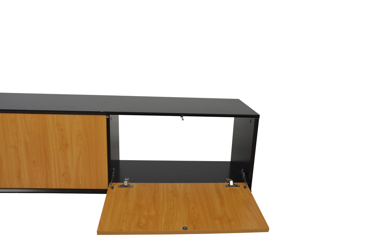 מזנון צף בצבע אלון ושחור מט עם 3 תאי אחסון דגם אבינועם מבית RAMOS