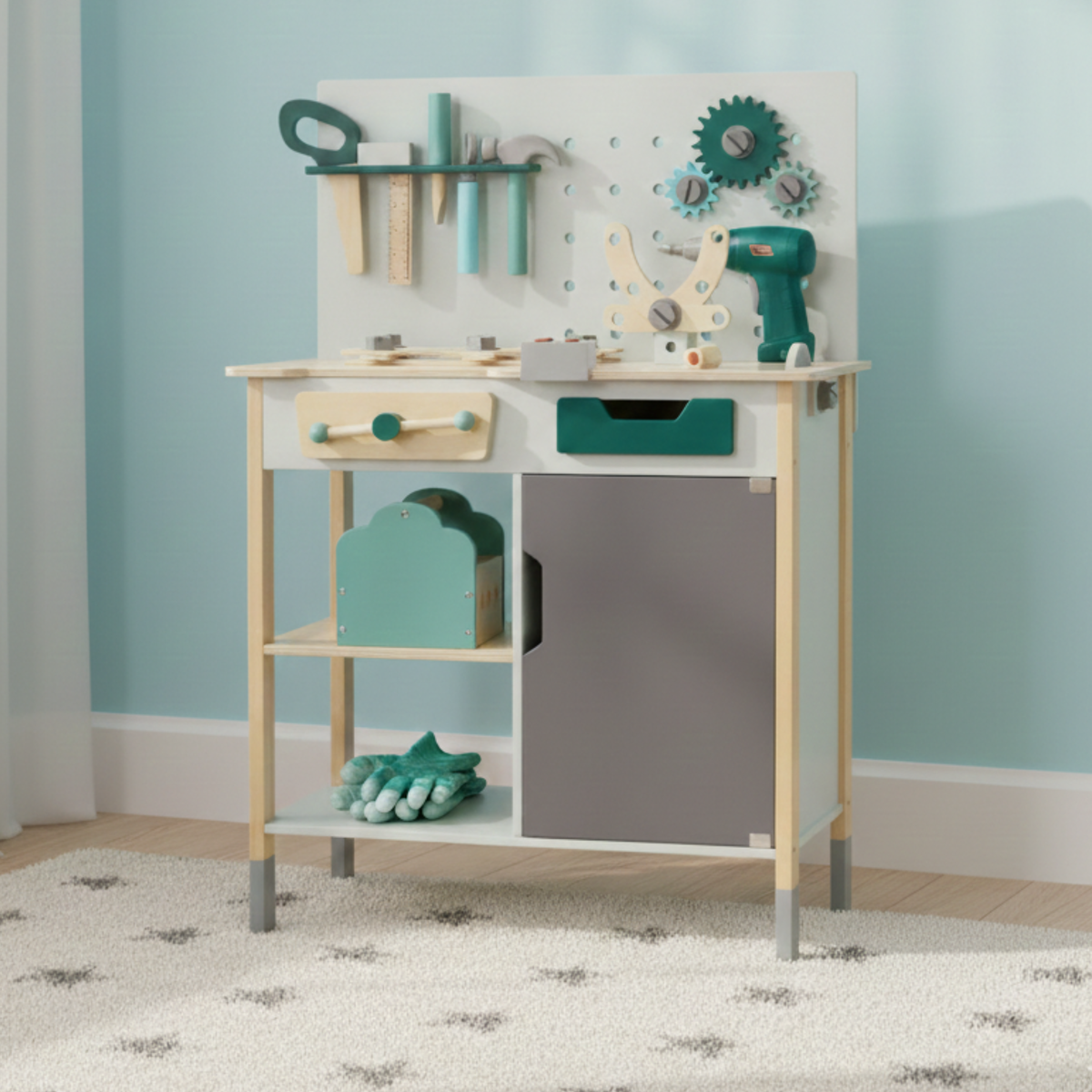 נגרייה קטנה מעץ לילדים דגם אור W03D234 מבית BUBU