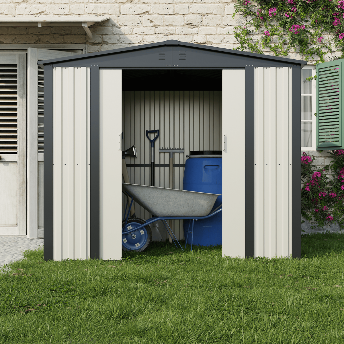 מחסן מתכת פרמיום לגינה 2.40X1.80 דגם DS3 מבית Garden Top