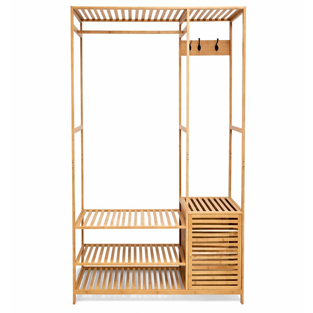 מתלה בגדים מבמבוק עם מדפים וארונית דגם אגוסטין מבית RAMOS