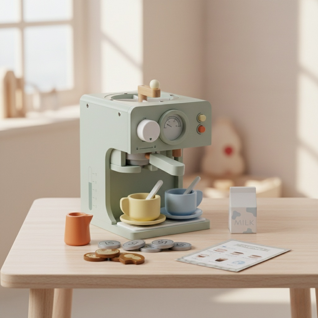 מכונת קפה משחק מעץ לילדים דגם W10D026 מבית BUBU