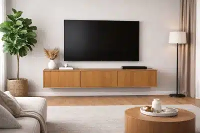מזנון צף בגוון אלון עם 3 תאי אחסון דגם אושרי מבית RAMOS