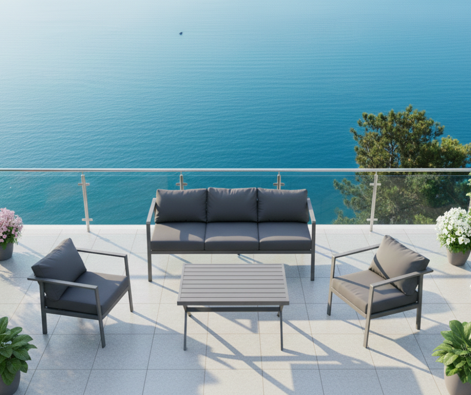 פינת ישיבה מאלומיניום לגינה דגם אמיליה ICST5036 מבית ARAVA