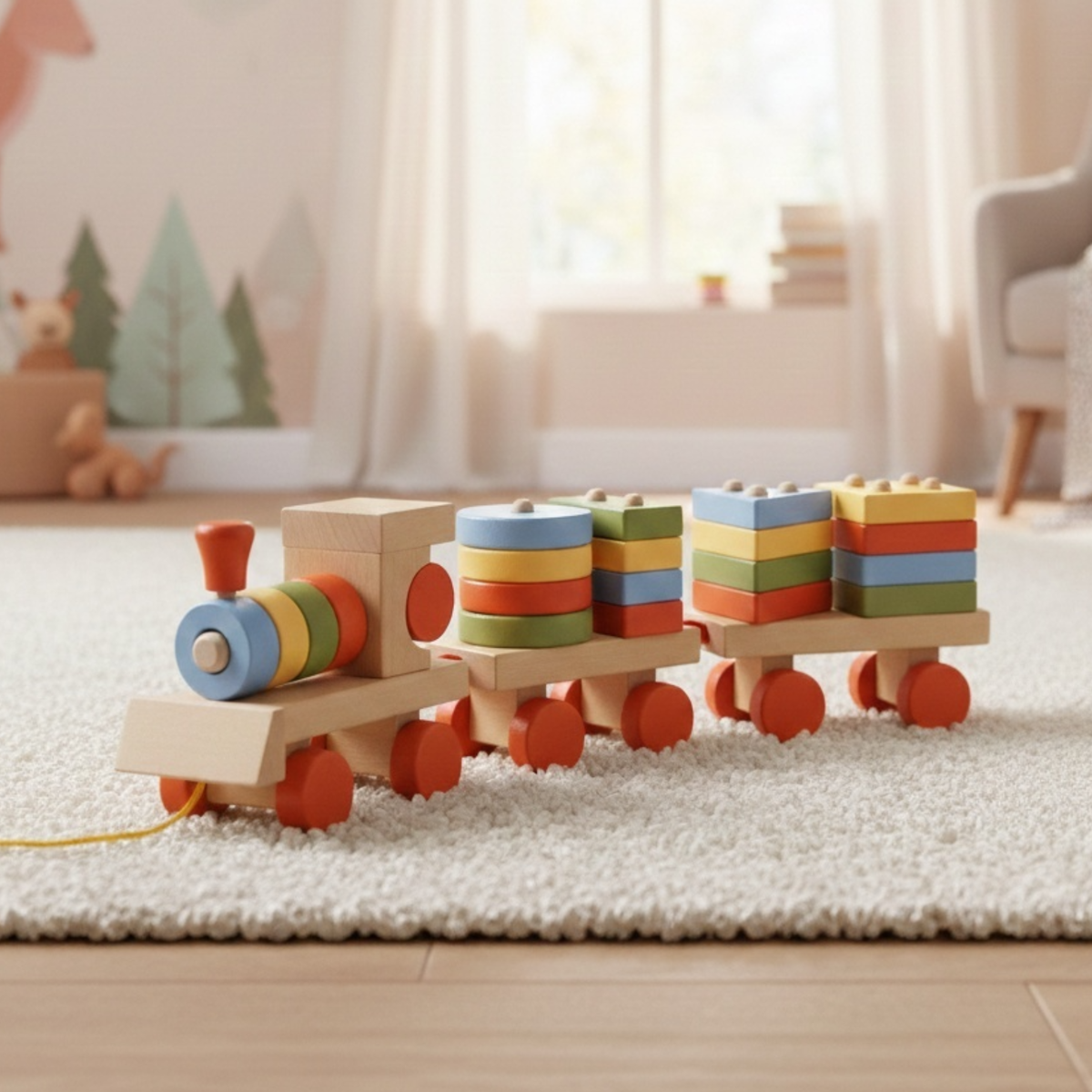 רכבת משיכה מונטסורית מעץ דגם W05C008B מבית BUBU