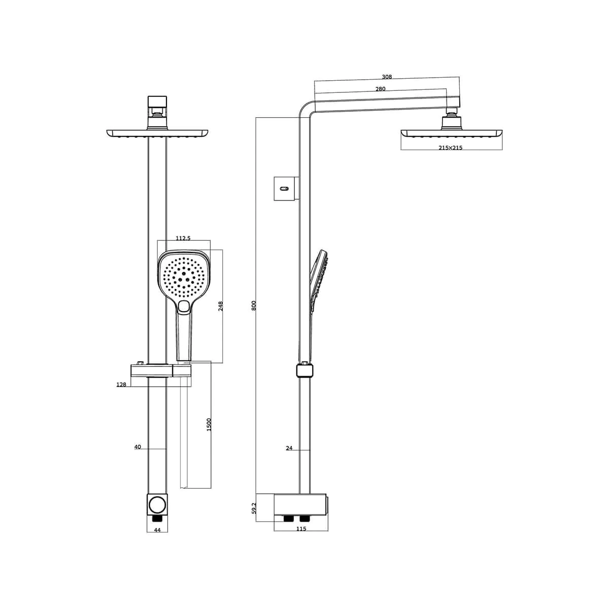 מוט פינוק קבוע וידני למקלחת דגם "דניאלה" RVBZ36 מבית River