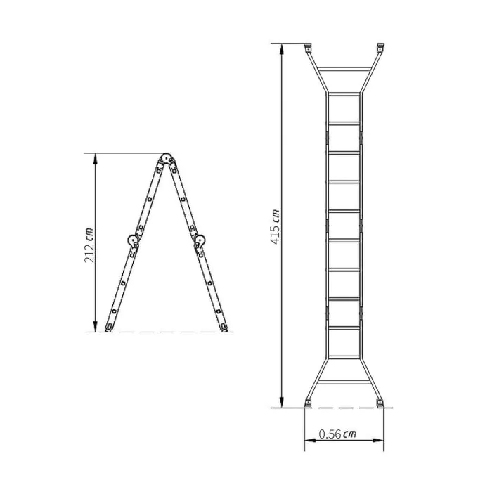 סולם אלומיניום מפרקי 4X4 דגם TOAL47 מבית GPT