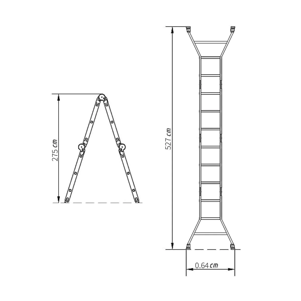 סולם אלומיניום טלסקופי 4X5 דגם TOAL46 מבית GPT
