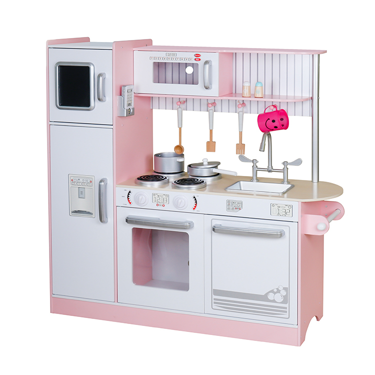 מטבח שף מעץ לילדים דגם ורוד W10C382B מבית BUBU