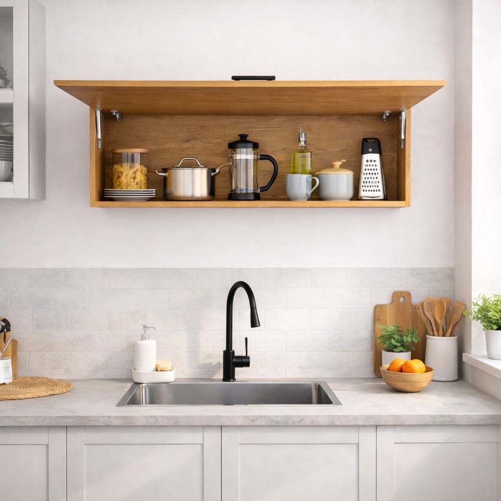 ארון שירות עליון 90 ס"מ עם דלת קלאפה ובוכנה פנאומטית דגם רומי ROMI מבית Tudo Design ארון שירות עליון 90 ס"מ עם דלת קלאפה ובוכנה פנאומטית דגם רומי ROMI מבית Tudo Design