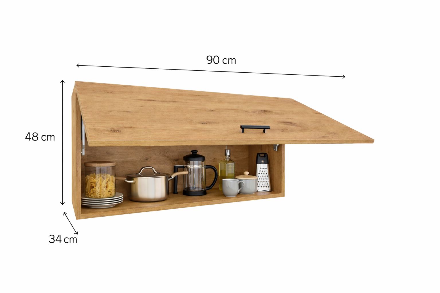 ארון שירות עליון 90 ס"מ עם דלת קלאפה ובוכנה פנאומטית דגם רומי ROMI מבית Tudo Design ארון שירות עליון 90 ס"מ עם דלת קלאפה ובוכנה פנאומטית דגם רומי ROMI מבית Tudo Design