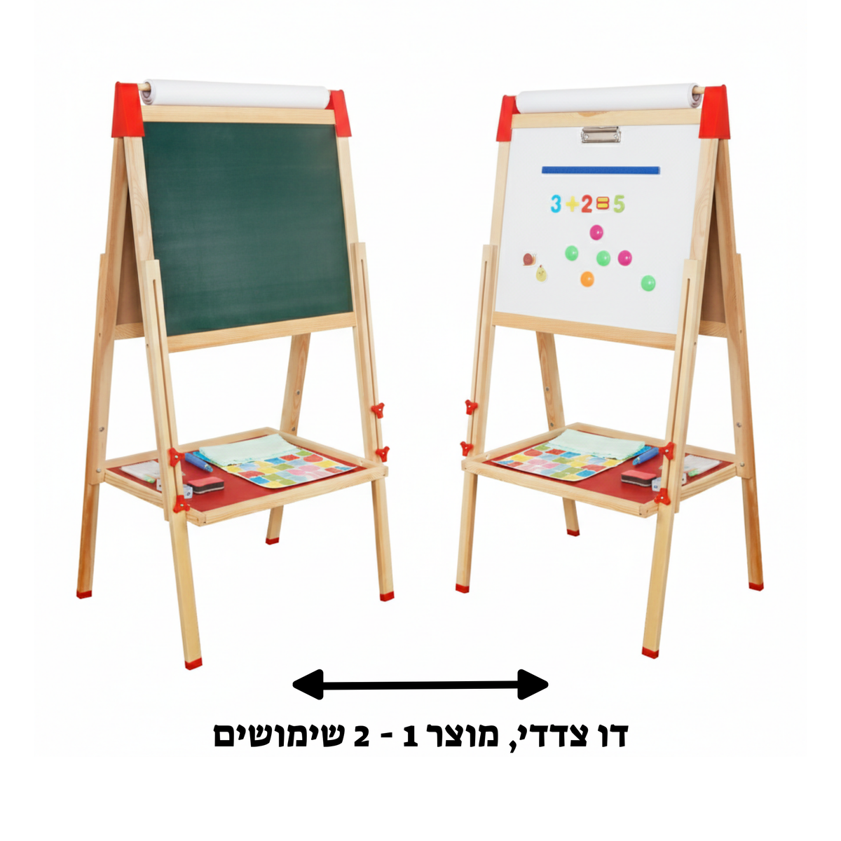 לוח ציור דו צדדי מעץ אורן לילדים דגם ליאו W12B196B מבית BUBU