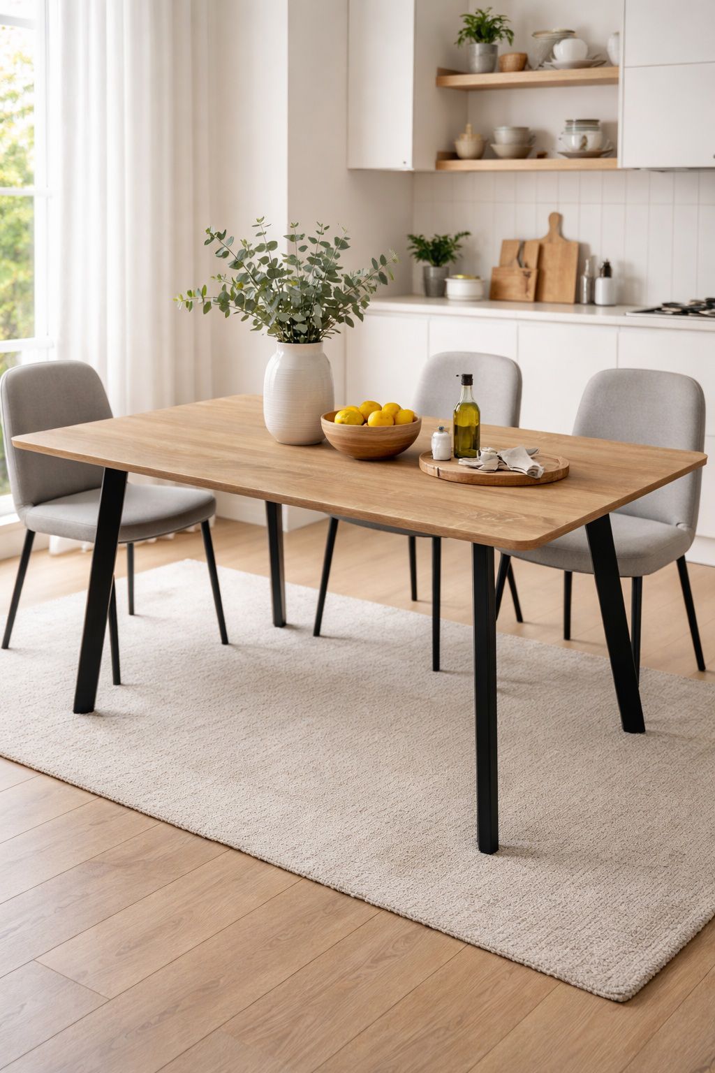 שולחן אוכל מלבני 120×70 ס"מ עם רגלי מתכת שחורות דגם גולן GOLAN מבית Tudo Design