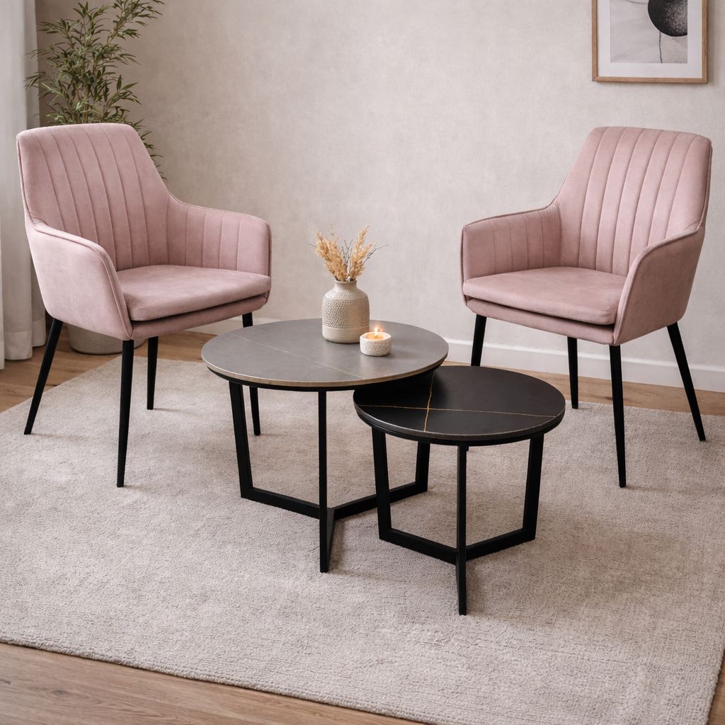 זוג כורסאות קטיפה עם גב תיפורים אנכיים דגם פנדה מבית Tudo Design