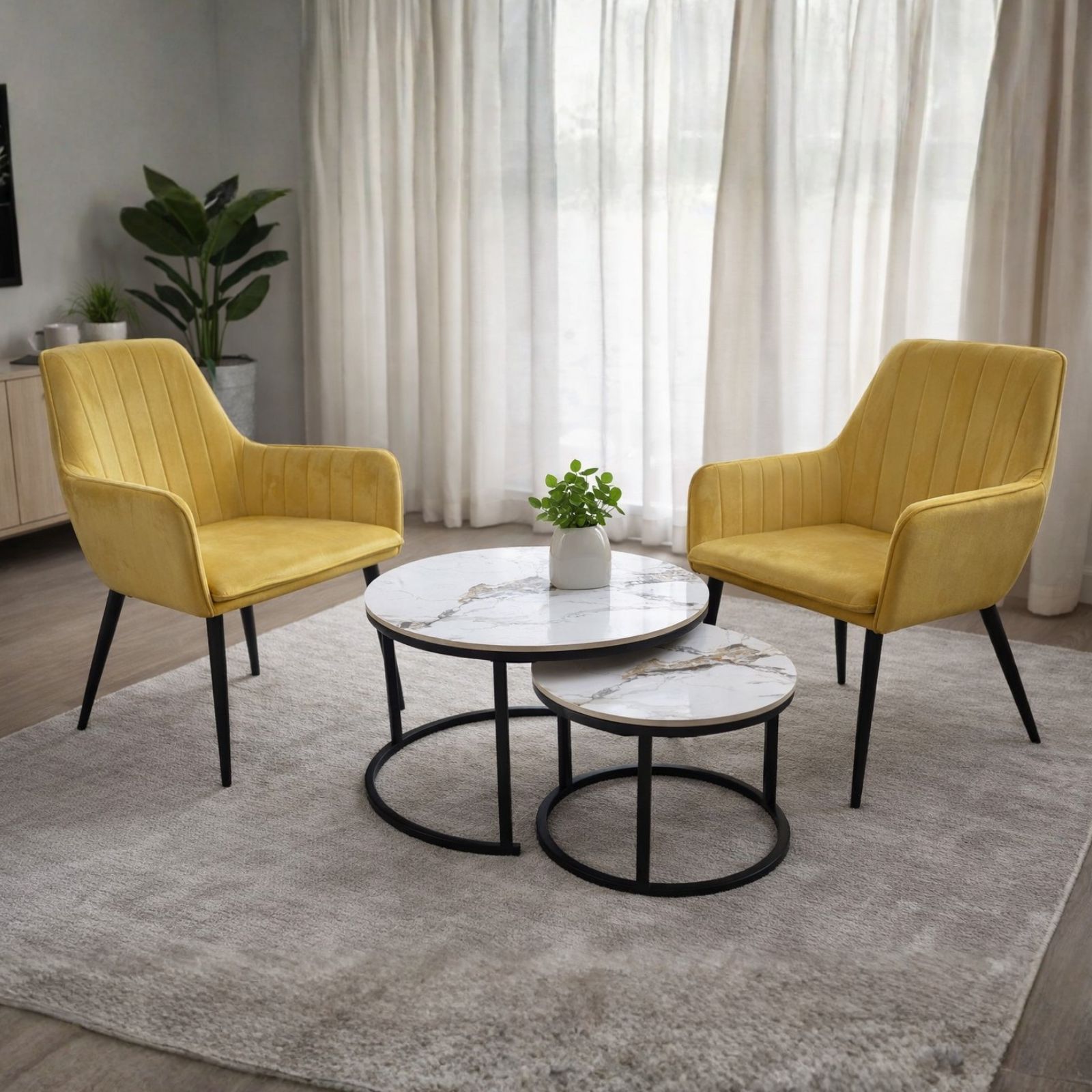 זוג כורסאות קטיפה עם גב תיפורים אנכיים דגם פנדה מבית Tudo Design