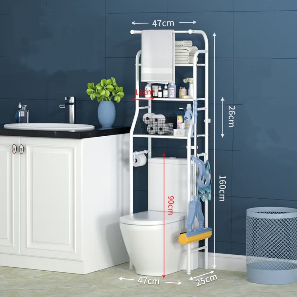 ארגונית אחסון לשירותים עם מדפים ומתלה מגבות דגם דקל מבית RAMOS ארגונית אחסון לשירותים עם מדפים ומתלה מגבות דגם דקל מבית RAMOS